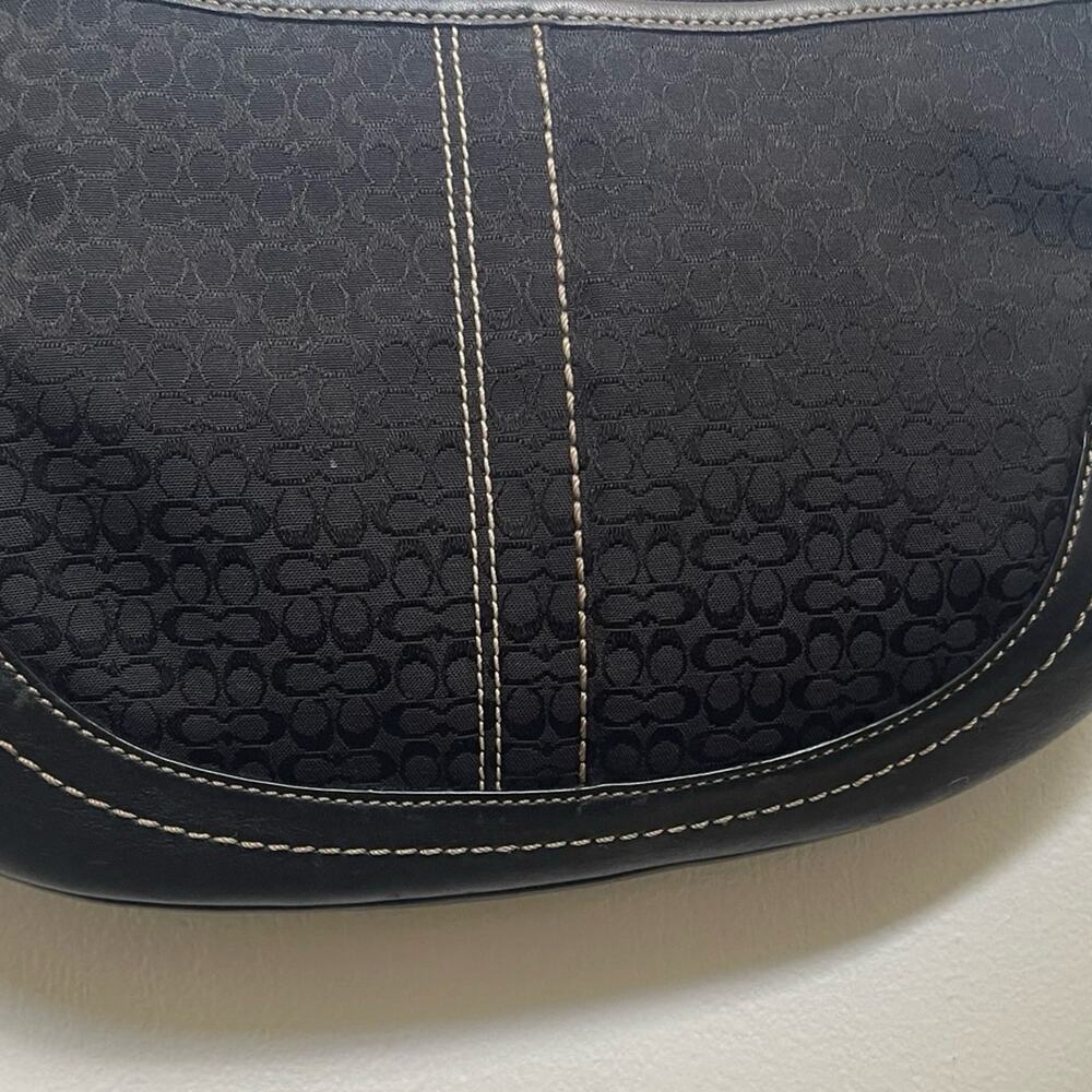Coach Vintage Soho Black Signature small c Canvas & Patchwork Shoulder Bag Y2K - Picture 10 of 13
